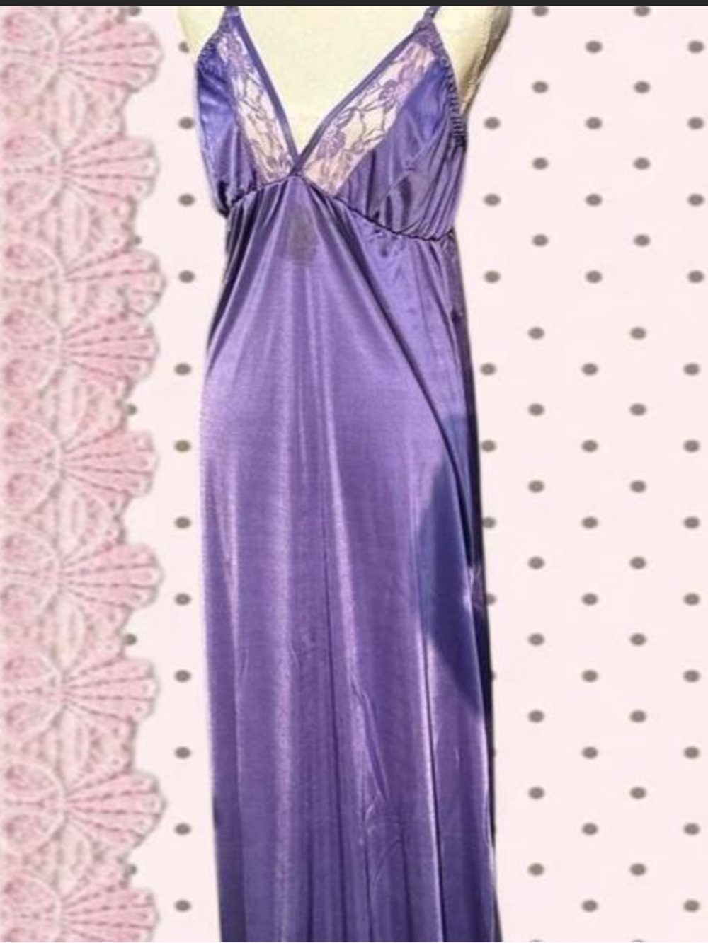 Women’s Purple Satin Lace Nightgown